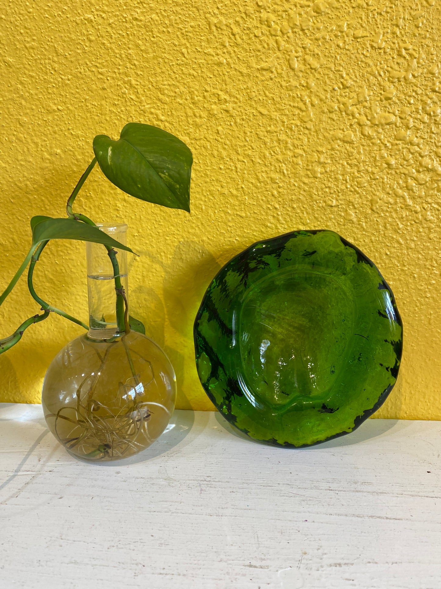 Blenko Green Glass Ashtray Freeform Catch All Dish