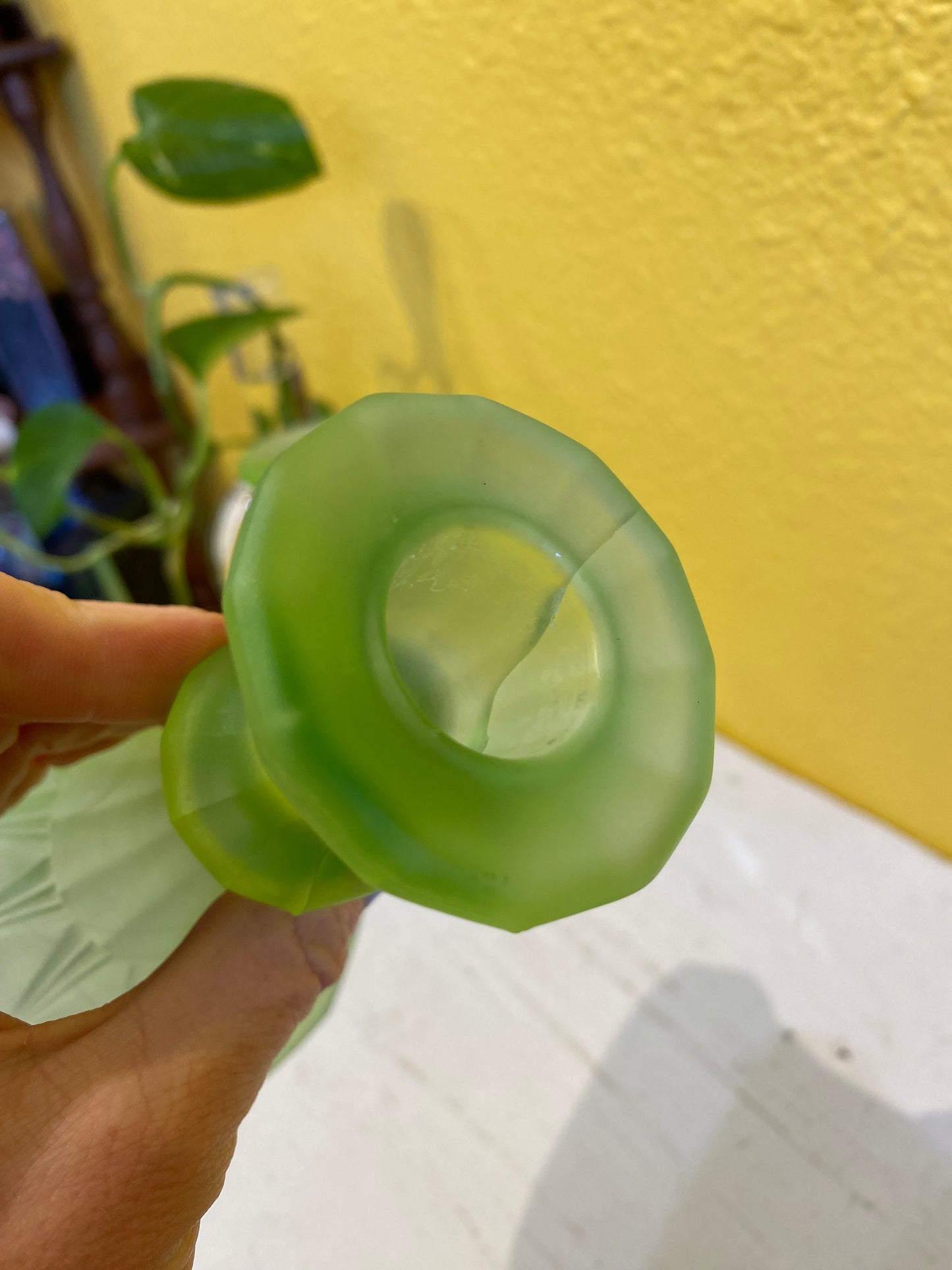 Art Deco Frosted Uranium Candlestick Holders 1930s