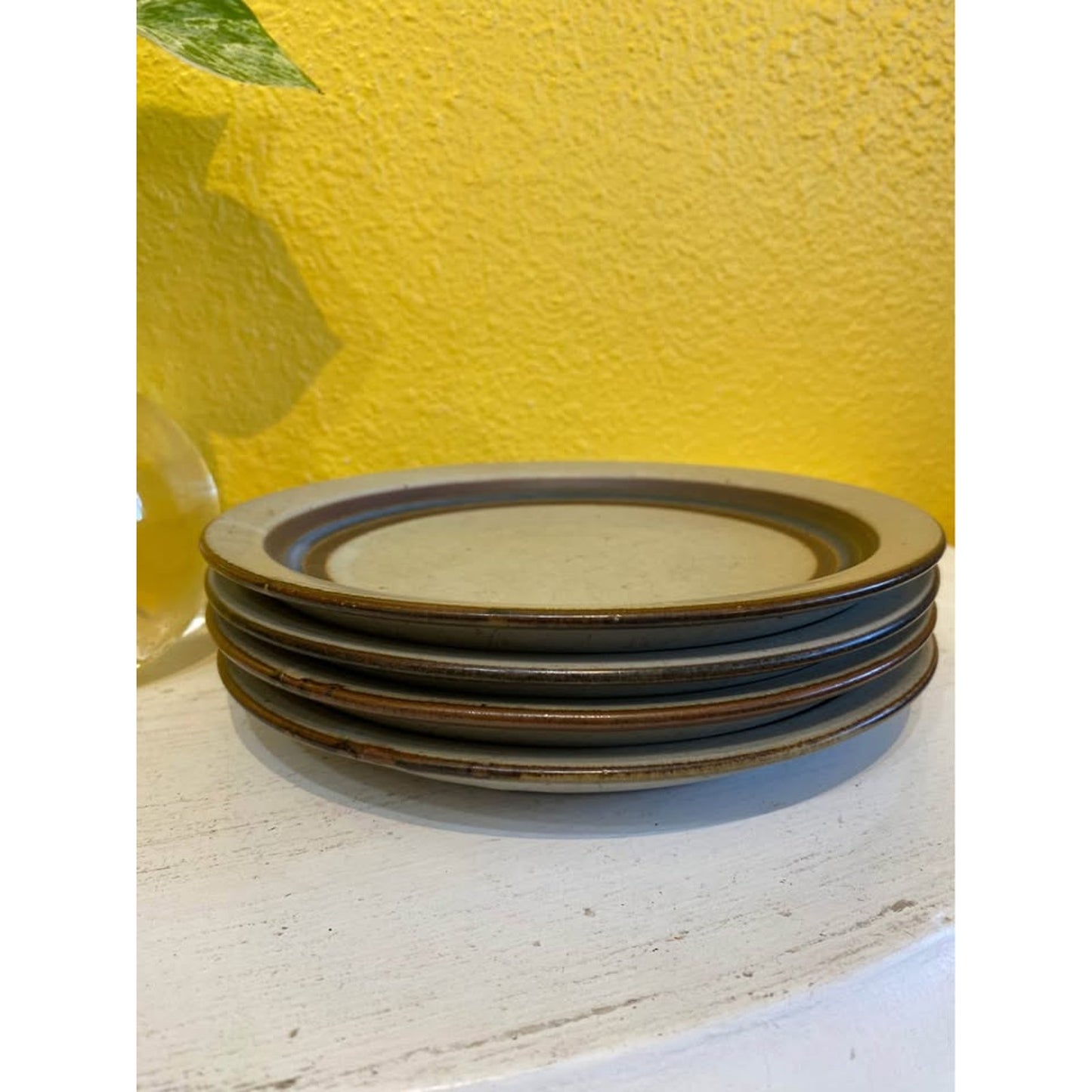 Otagiri Stoneware Salad Plates. Set of 4. Horizon Pattern. Vintage 70s