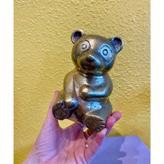 Vintage Brass Panda Bear Statue Figurine Paperweight.