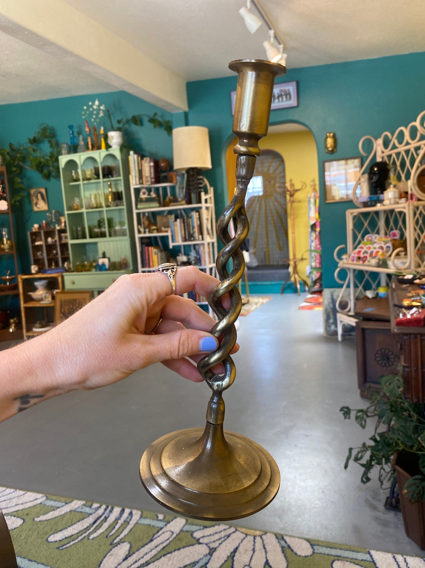 Barley Twist Brass Candlestick Holders. Pair 11.5”