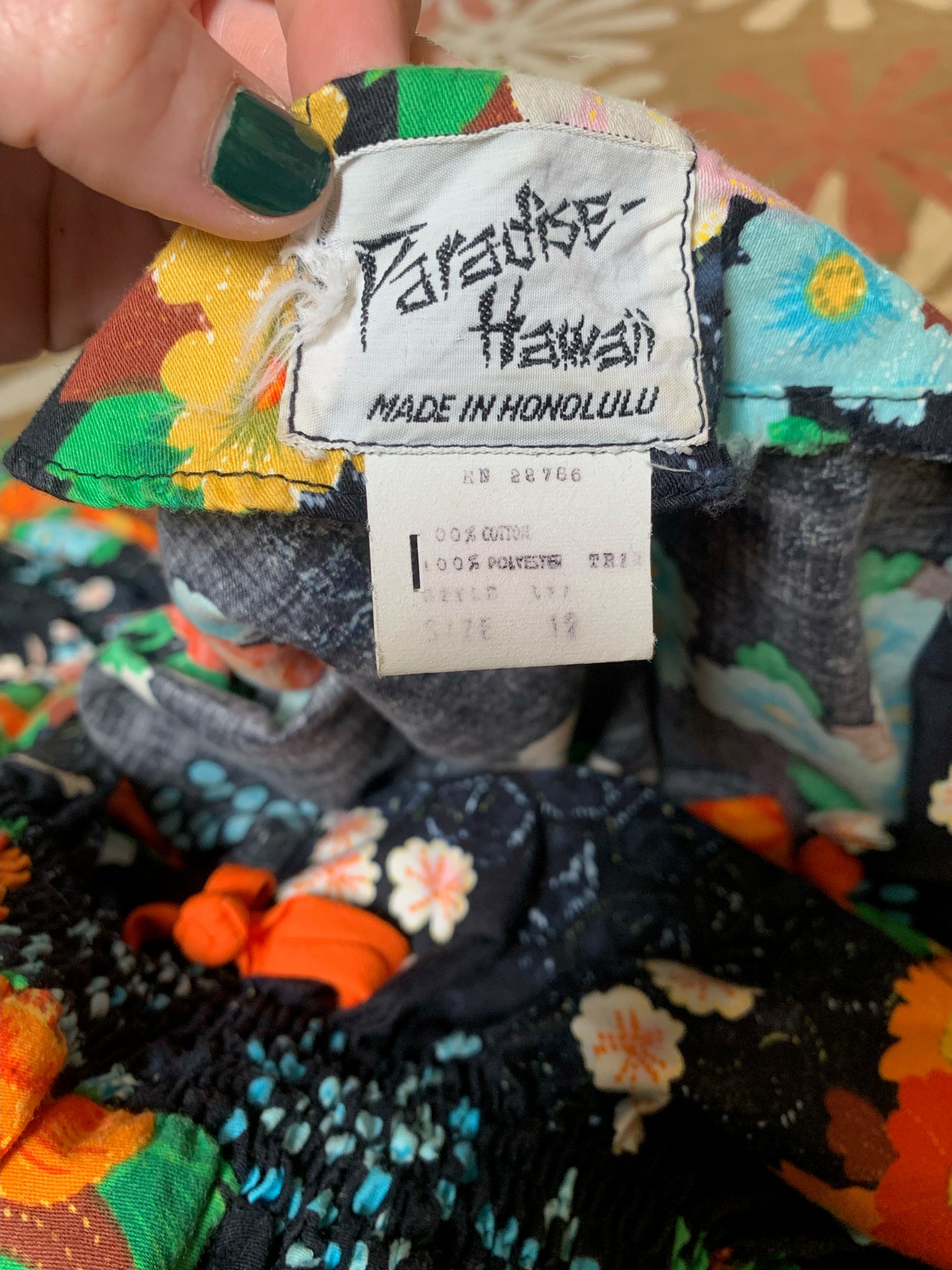 Vintage Paradise Hawaii Orange Floral Kimono Dress