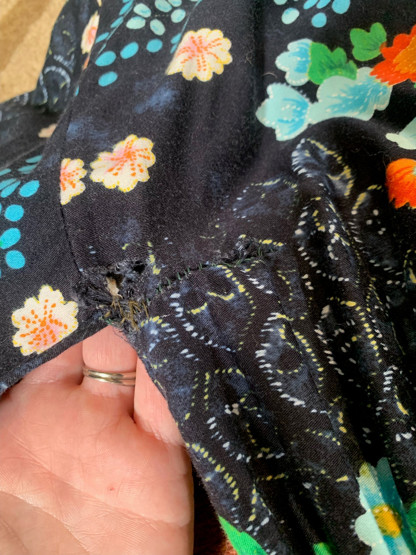 Vintage Paradise Hawaii Orange Floral Kimono Dress