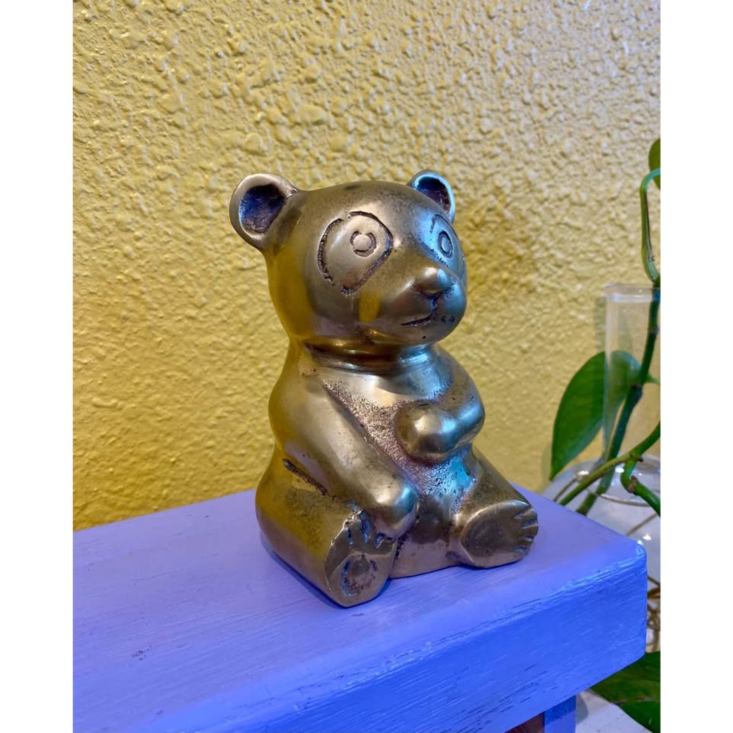 Vintage Brass Panda Bear Statue Figurine Paperweight.
