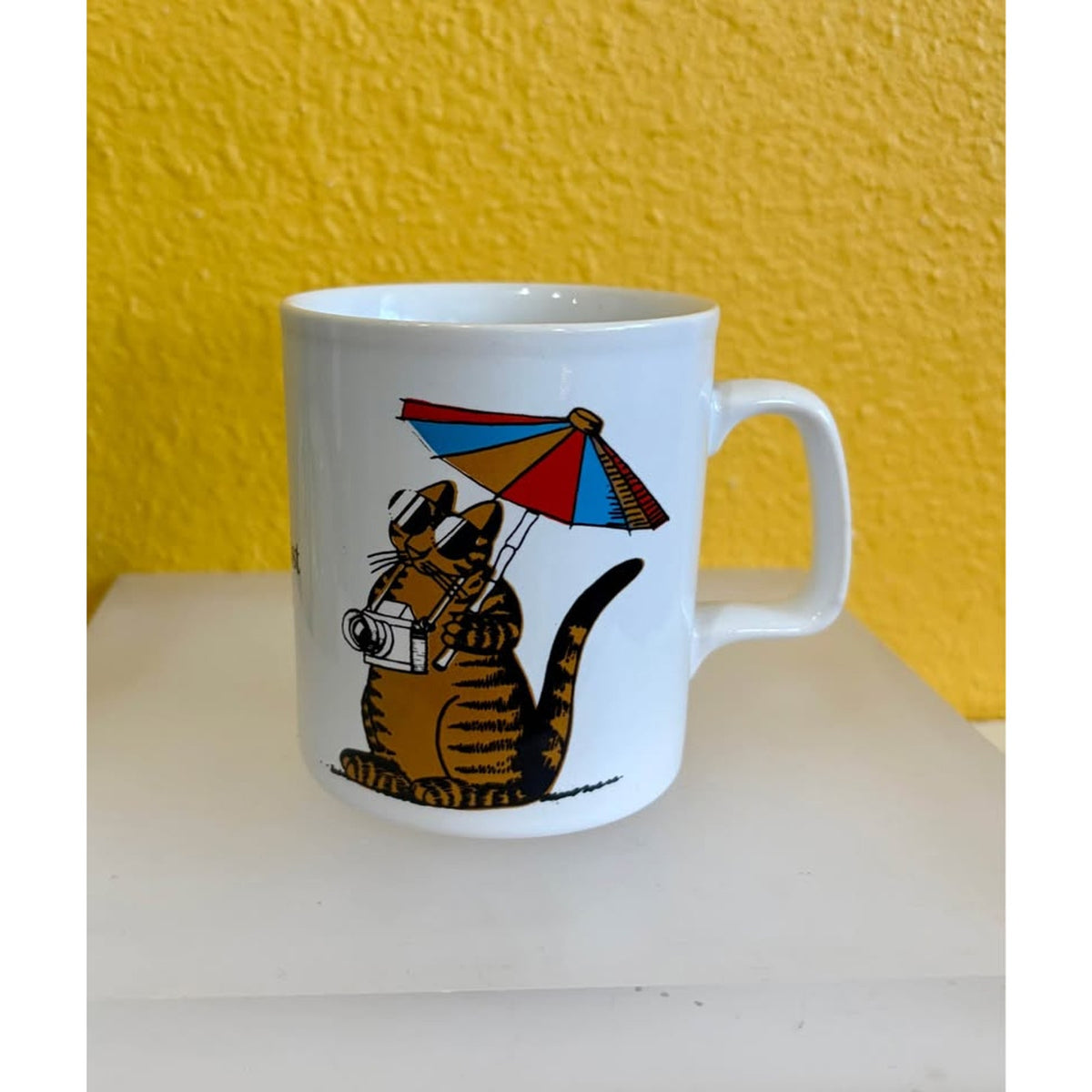 Vintage Kiln Craft Ceramic England Tourist Cat Coffee Mug- Cat on Vacation