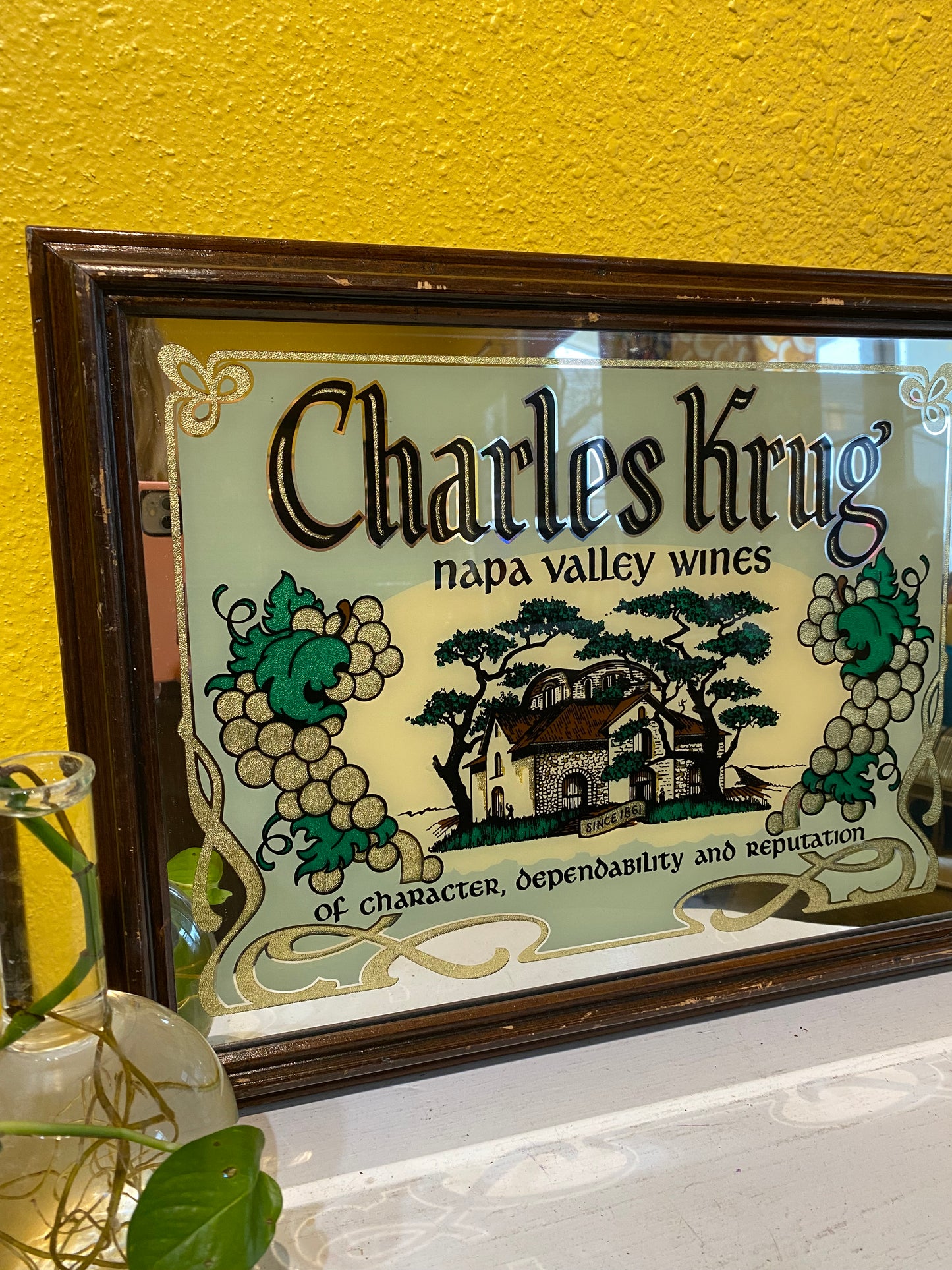 Vintage Charles Krug Winery Bar Frames Mirror