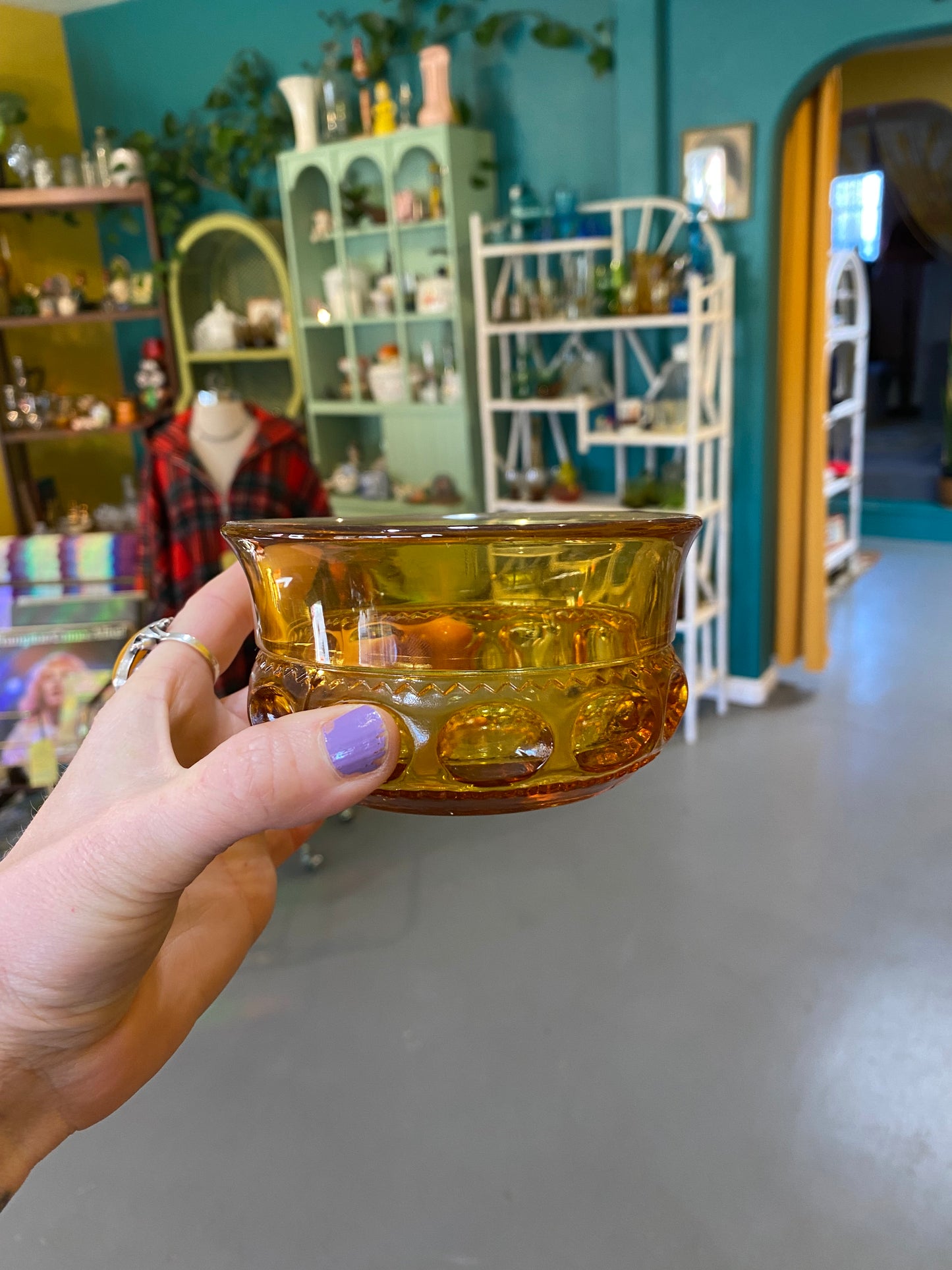 Vintage Amber Indiana Glass Kings Crown Small Bowls. Set of 6