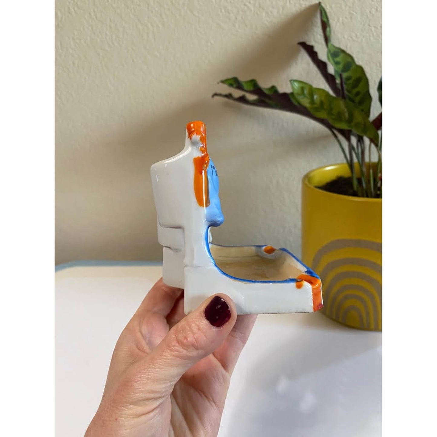 Vintage Lusterware Novelty Ashtray, Match holder. Figurine. Japan