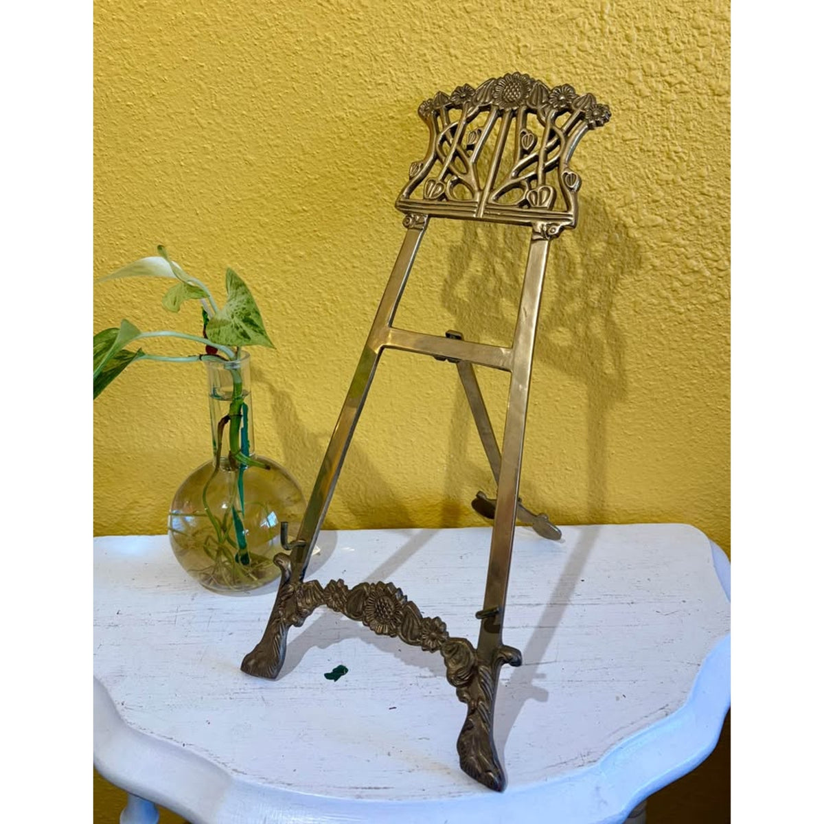 Extra Large Brass Easel with Floral detail