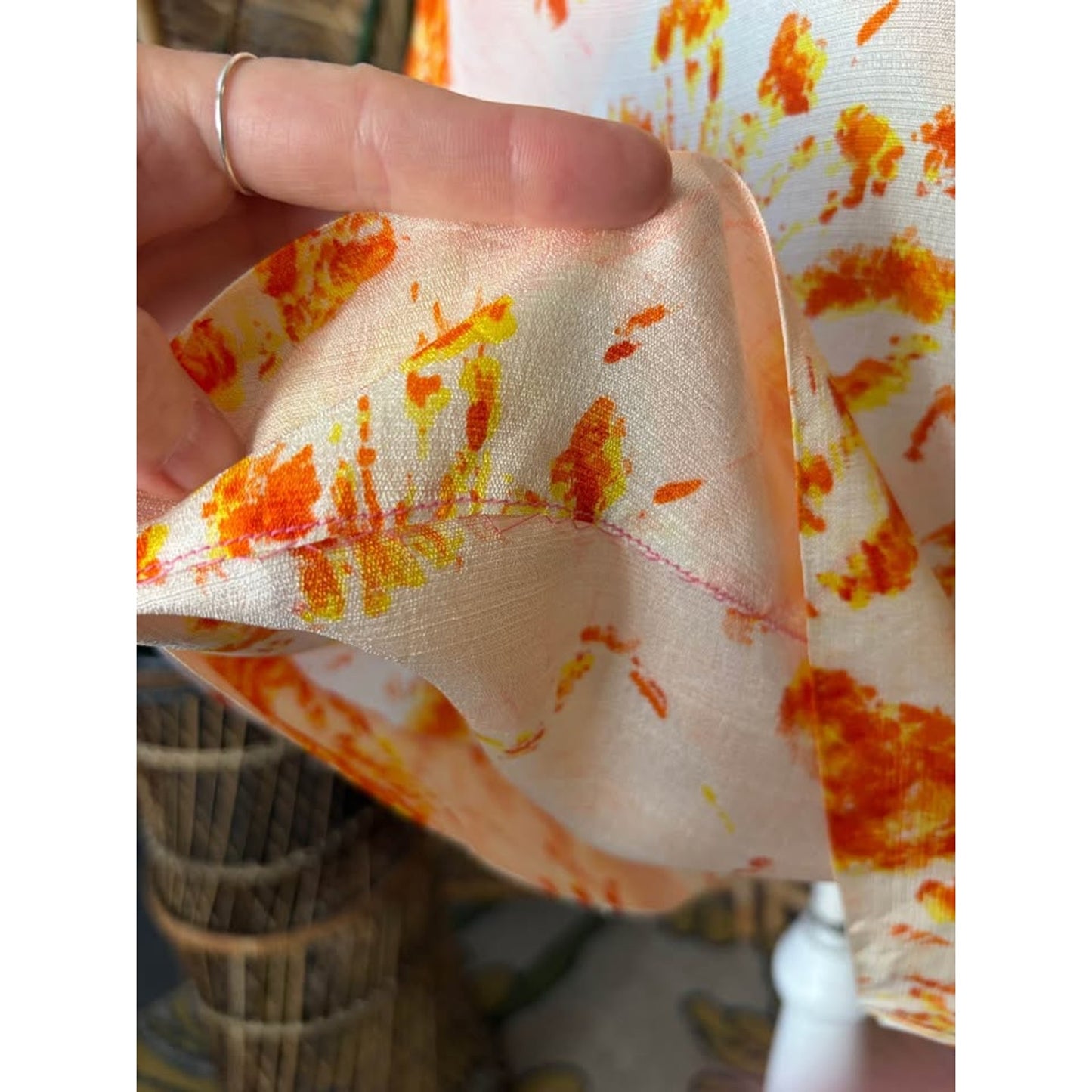 Vintage collared Pink and Orange ‘tie dye’ Shift dress S-M