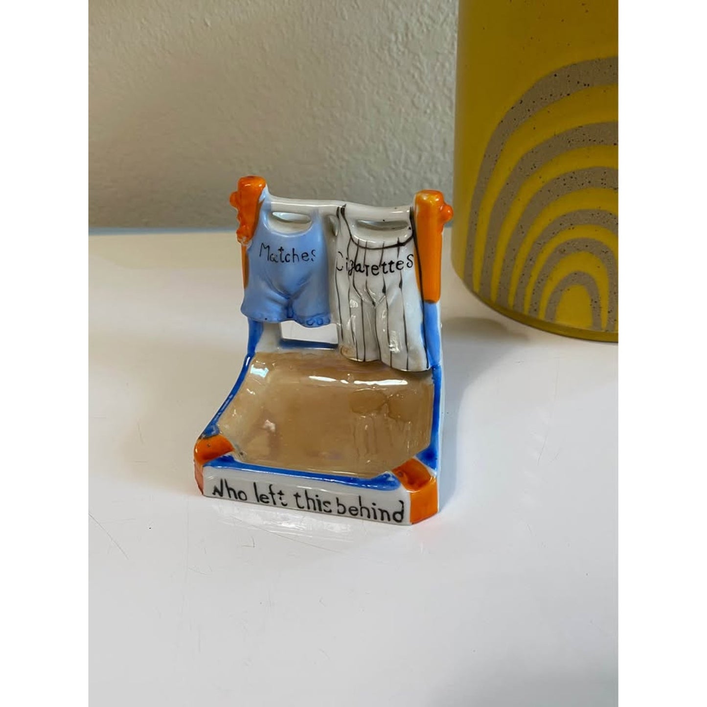 Vintage Lusterware Novelty Ashtray, Match holder. Figurine. Japan