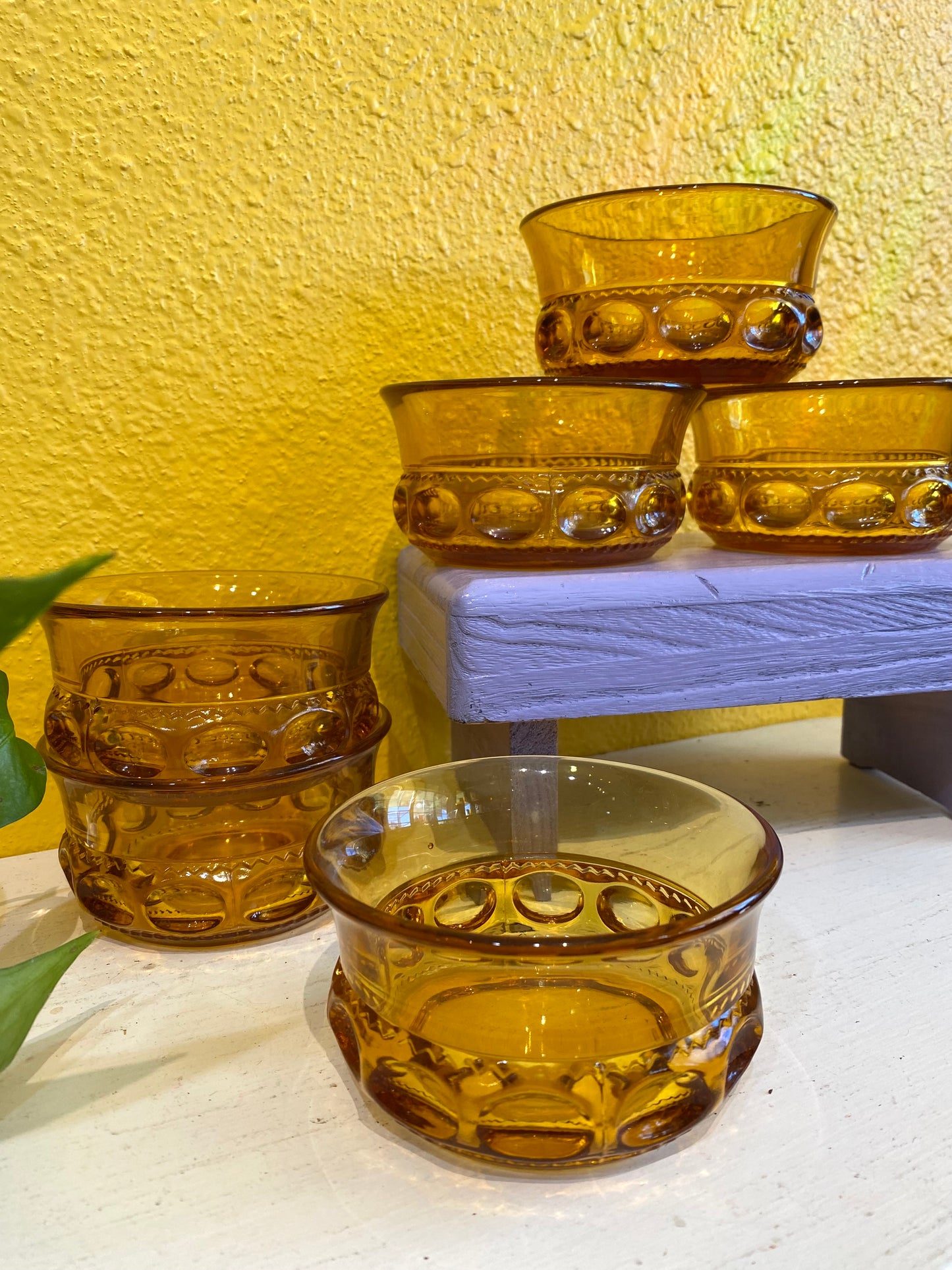 Vintage Amber Indiana Glass Kings Crown Small Bowls. Set of 6