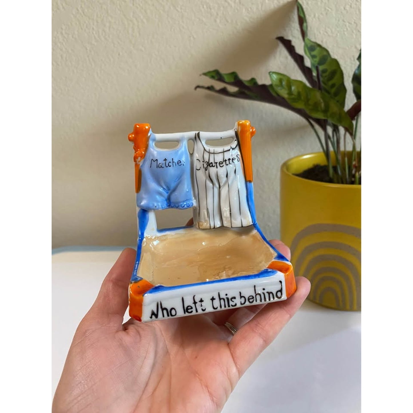 Vintage Lusterware Novelty Ashtray, Match holder. Figurine. Japan