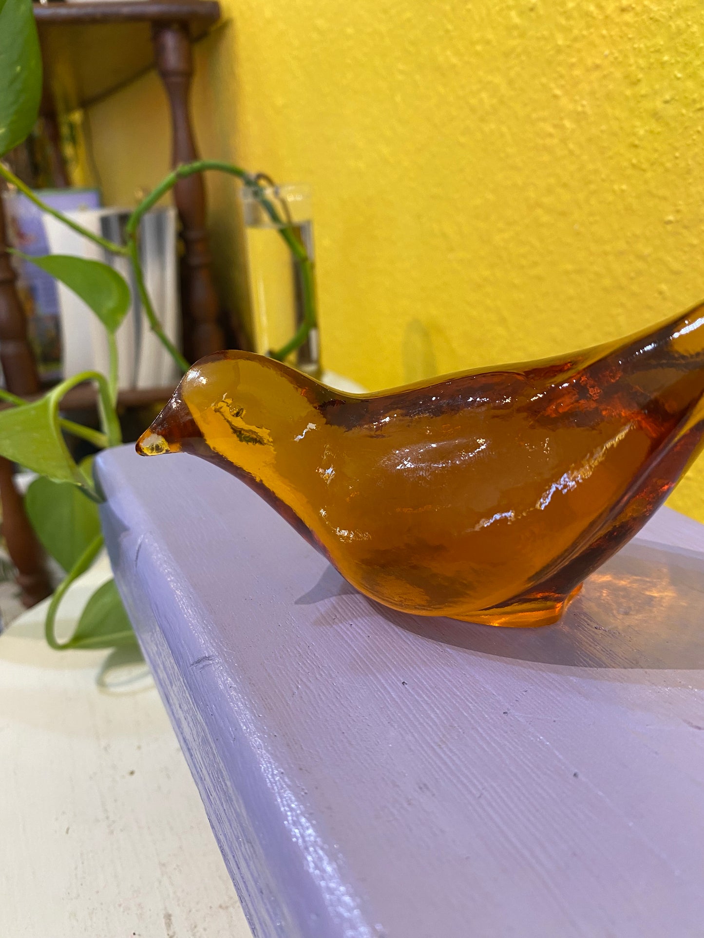 Vintage Fenton Amber Glass Bird of Happiness