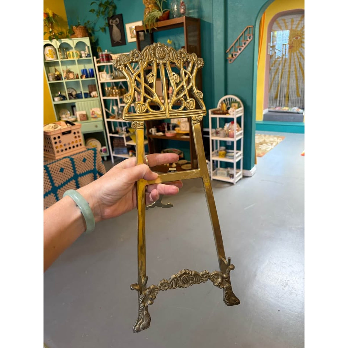 Extra Large Brass Easel with Floral detail