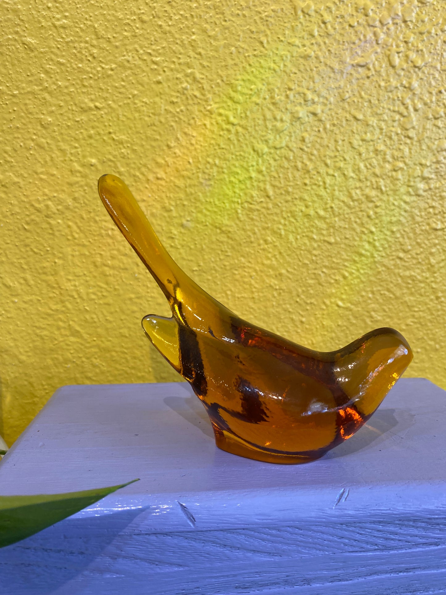 Vintage Fenton Amber Glass Bird of Happiness