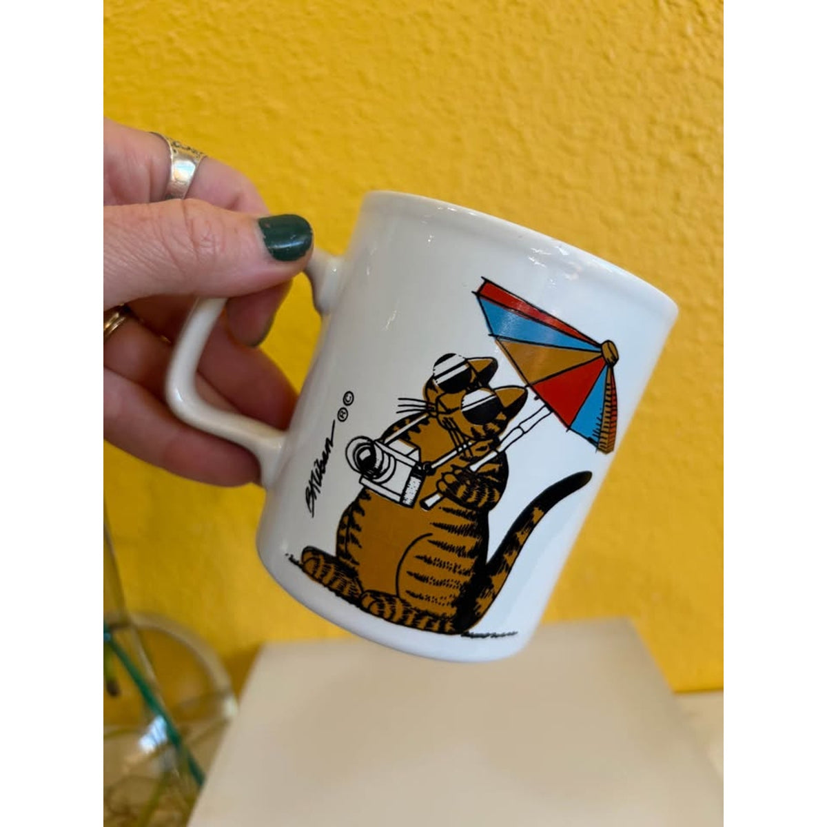 Vintage Kiln Craft Ceramic England Tourist Cat Coffee Mug- Cat on Vacation