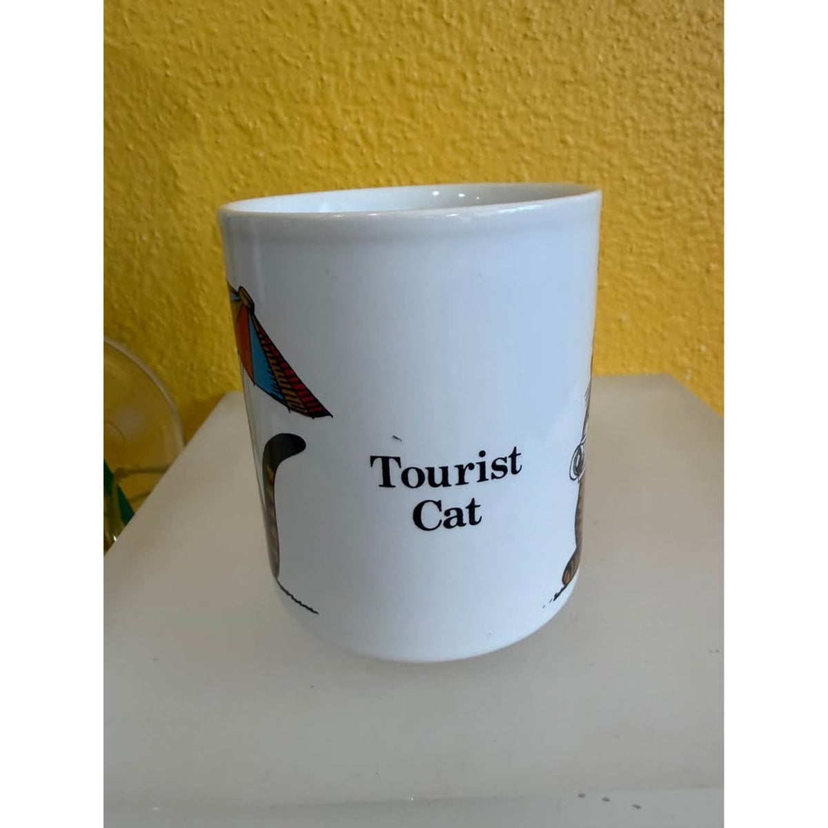 Vintage Kiln Craft Ceramic England Tourist Cat Coffee Mug- Cat on Vacation