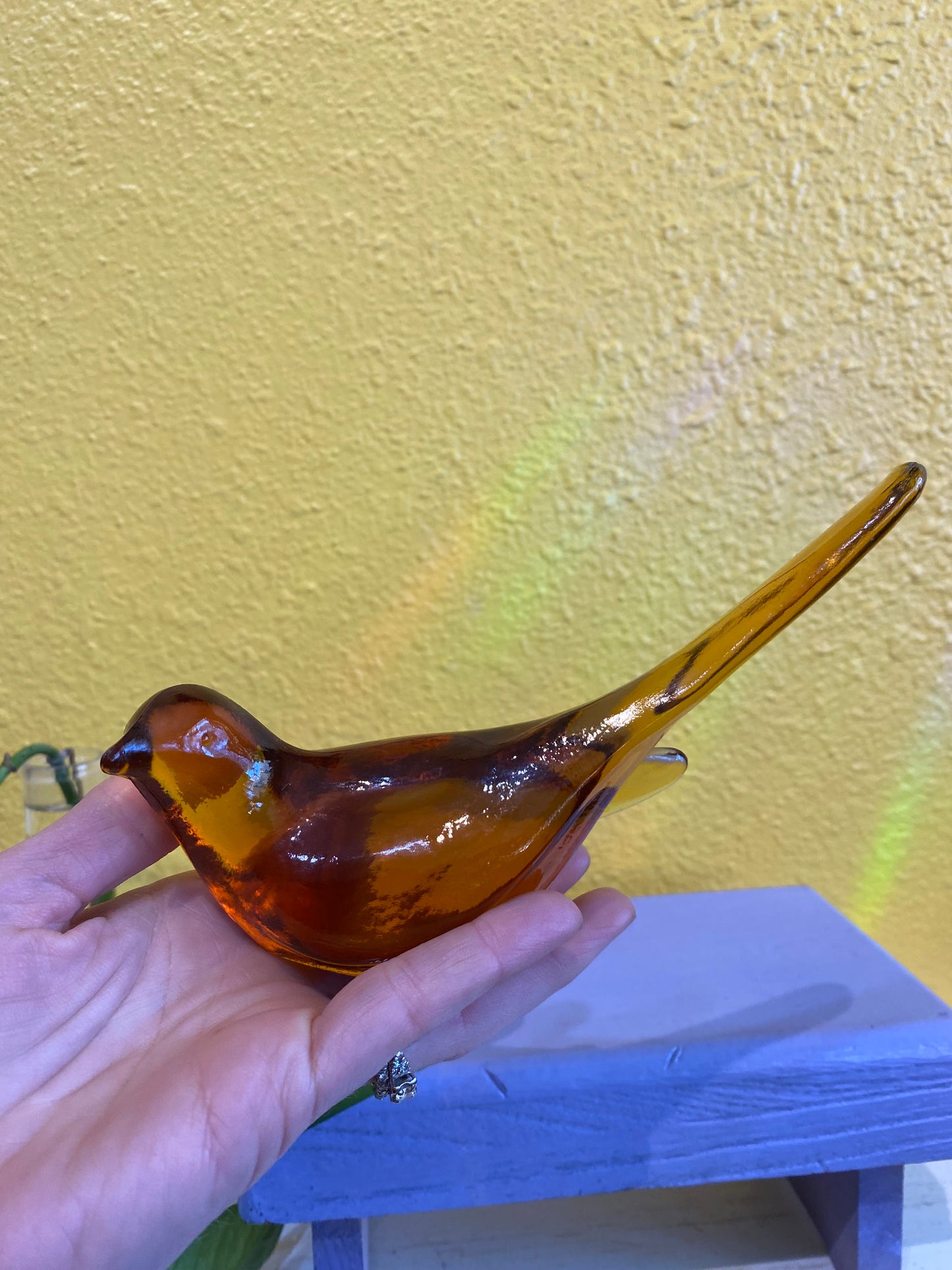 Vintage Fenton Amber Glass Bird of Happiness