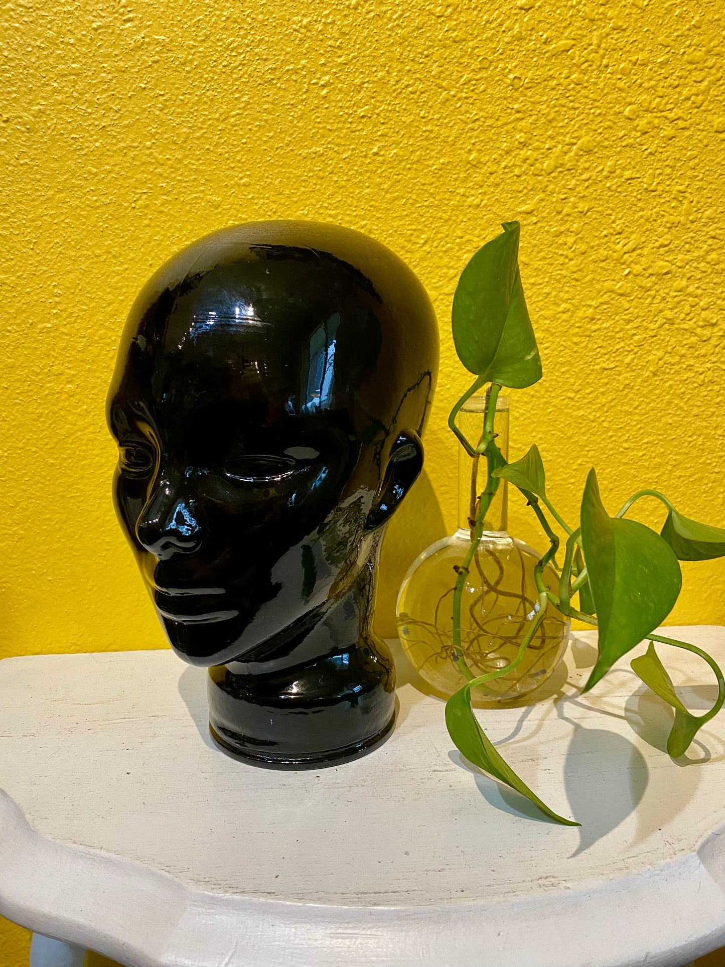 Vintage Black Glass Mannequin Display Head