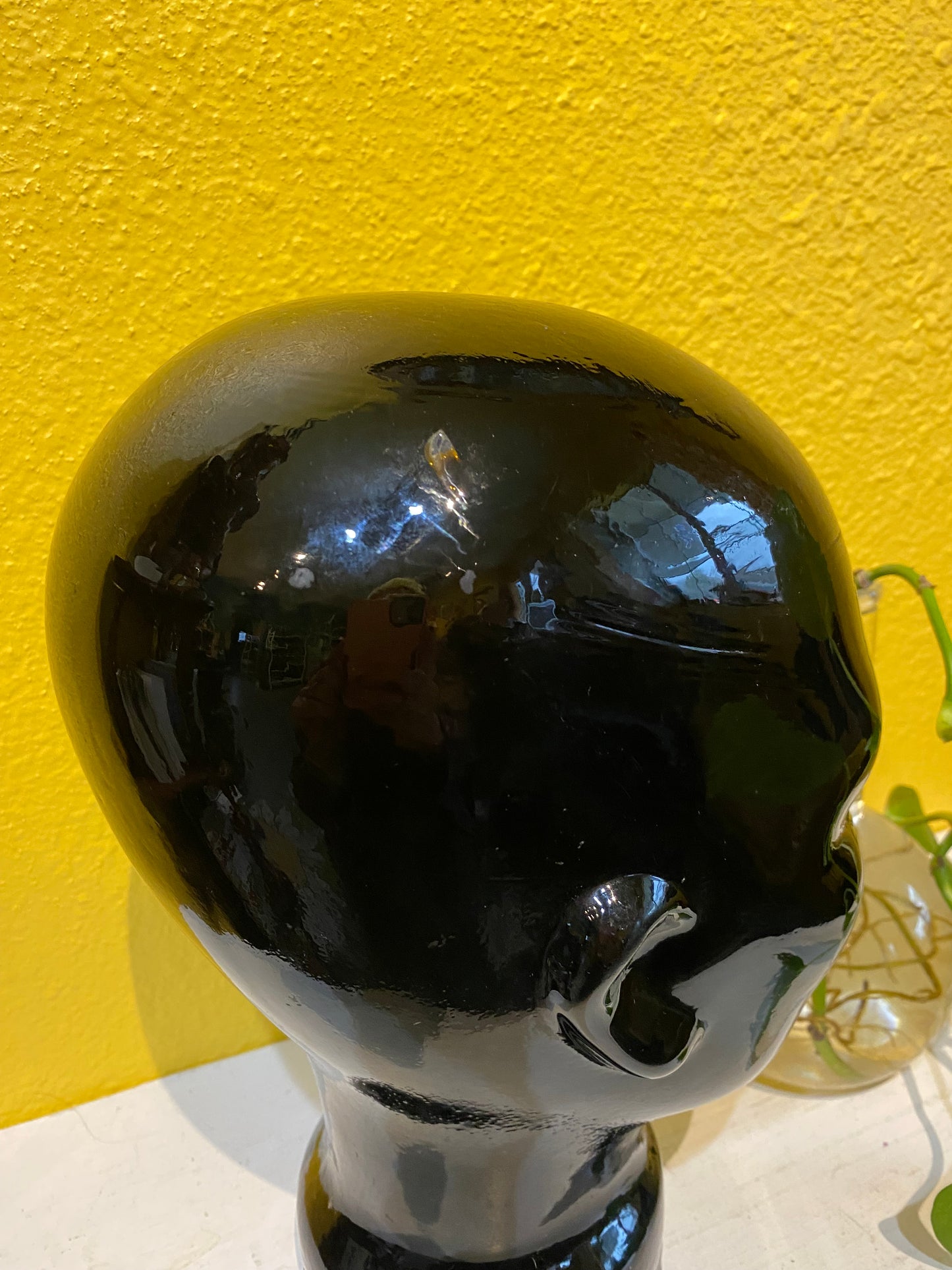 Vintage Black Glass Mannequin Display Head