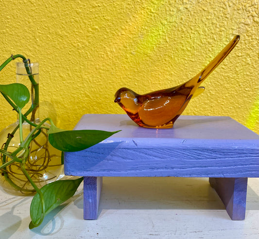 Vintage Fenton Amber Glass Bird of Happiness