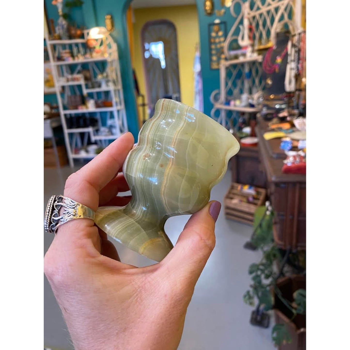Mini green agate mortar and pestle. So cute!