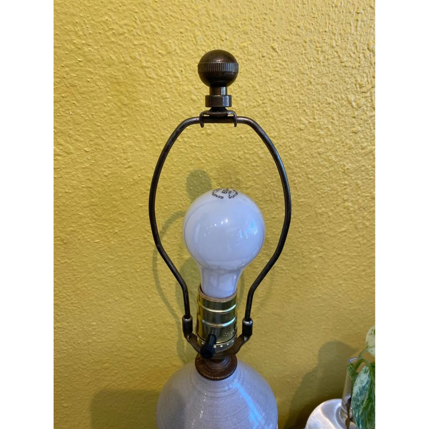 Beautiful Handmade Pottery Table Lamp with Floral Detail Lavender Flowers