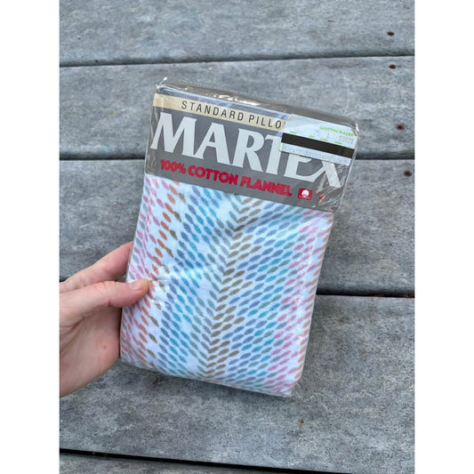 Martex 100% cotton flannel pastel rainbow Pillowcases (2). Vintage in package