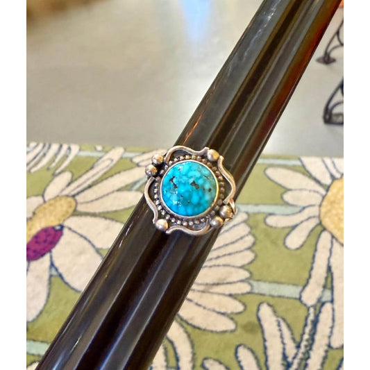 Vintage Sterling and Turquoise Ring Size 11. Navajo.