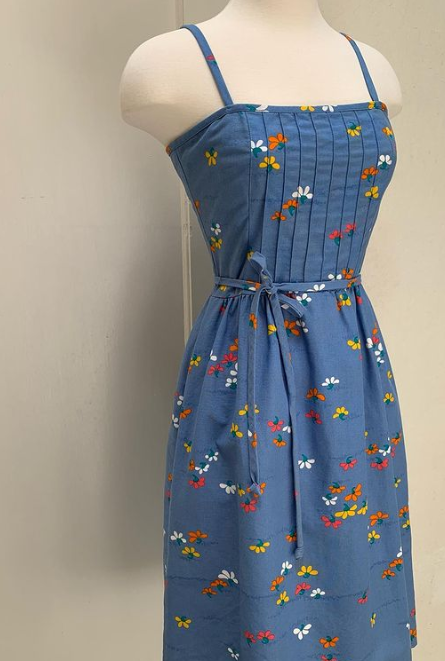 Vintage periwinkle blue and flower print fit and flare dress.